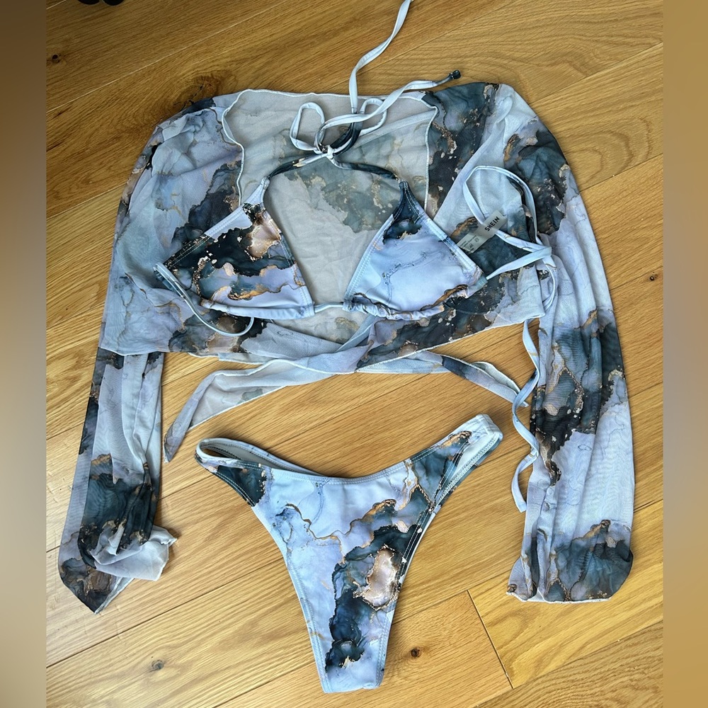 Lilac Watercolor Bikini Set - SHEIN - Size S